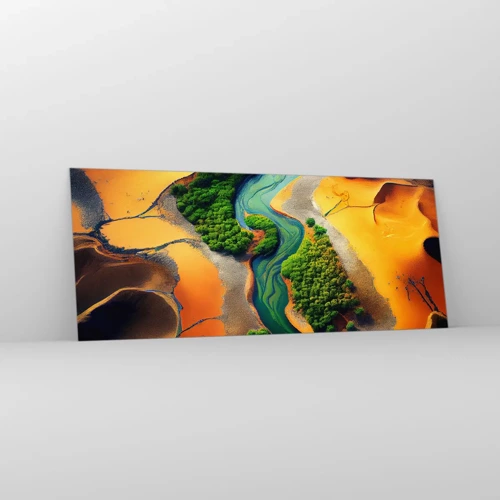 Schilderen op glas - Levengevende rivier - 100x40 cm