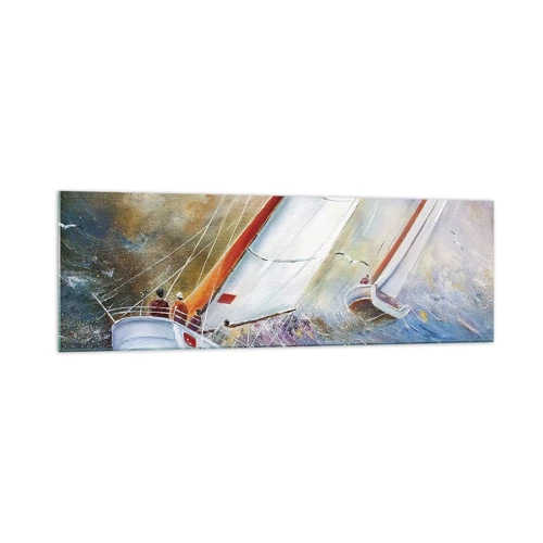 Schilderen op glas - Lopend op de golven  - 160x50 cm