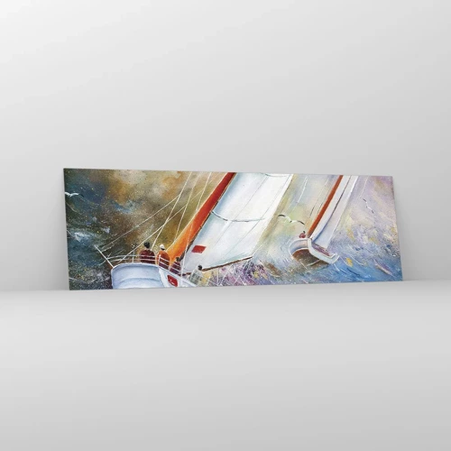 Schilderen op glas - Lopend op de golven  - 160x50 cm