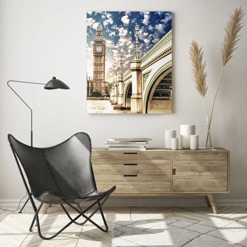 Schilderen op glas - Luchtige wolken boven de Theems - 70x100 cm