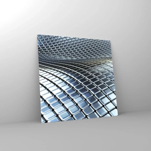 Schilderen op glas - Metallic zilveren golf - 30x30 cm