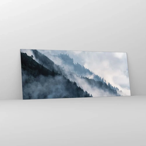 Schilderen op glas - Mystiek van de bergen - 100x40 cm