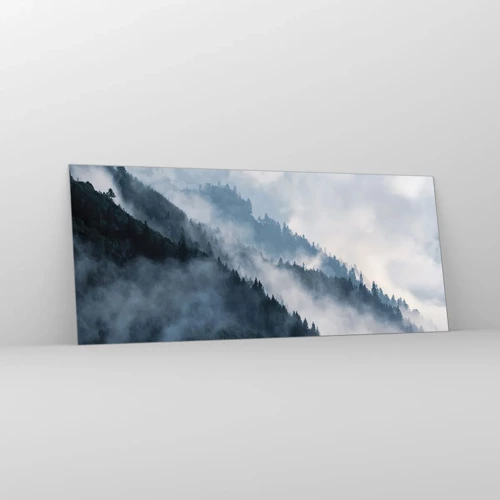 Schilderen op glas - Mystiek van de bergen - 120x50 cm