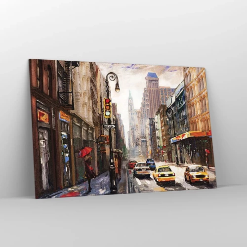 Schilderen op glas - New York - ook kleurrijk in de regen - 120x80 cm