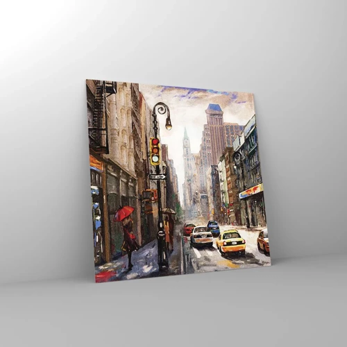 Schilderen op glas - New York - ook kleurrijk in de regen - 50x50 cm