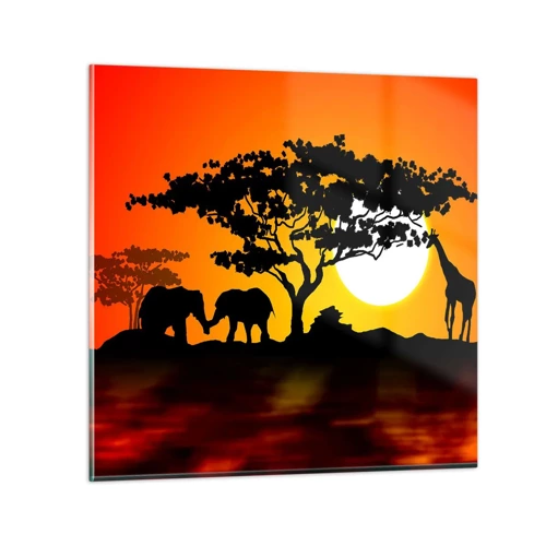 Schilderen op glas - Ontmoeting in de savanne - 60x60 cm