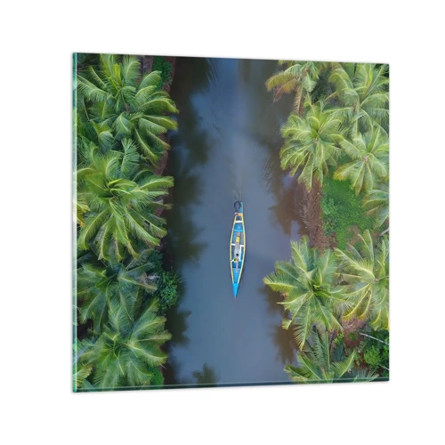 Schilderen op glas - Op een tropisch parcours - 30x30 cm