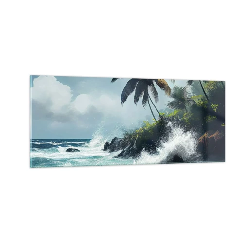 Schilderen op glas - Op een tropische kust - 100x40 cm