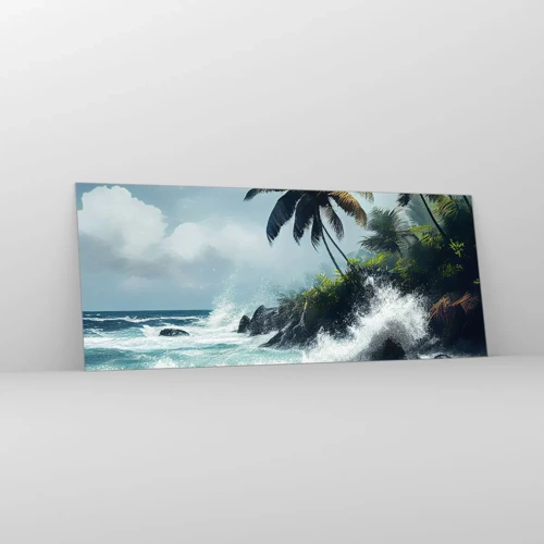 Schilderen op glas - Op een tropische kust - 100x40 cm