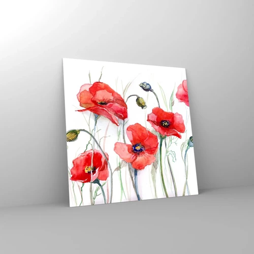 Schilderen op glas - Poolse bloemen - 30x30 cm