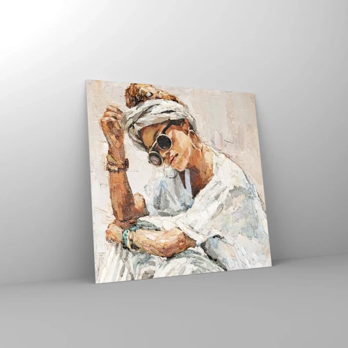 Schilderen op glas - Portret in de volle zon - 70x70 cm