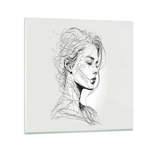 Schilderen op glas - Portret in gedachten - 30x30 cm