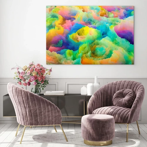 Schilderen op glas - Regenboog dons - 70x50 cm