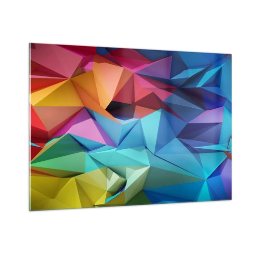 Schilderen op glas - Regenboog origami - 100x70 cm