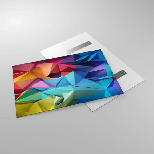 Schilderen op glas - Regenboog origami - 120x80 cm