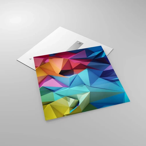Schilderen op glas - Regenboog origami - 70x70 cm