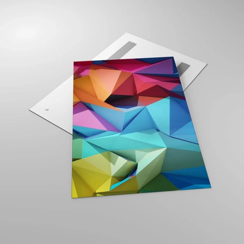 Schilderen op glas - Regenboog origami - 80x120 cm