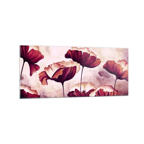 Schilderen op glas - Rood en wit bloemblad - 120x50 cm