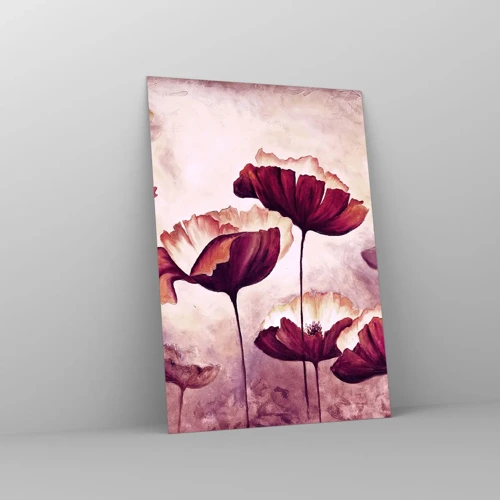 Schilderen op glas - Rood en wit bloemblad - 70x100 cm
