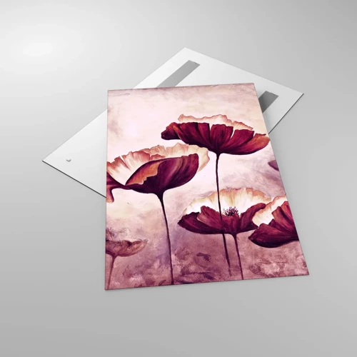Schilderen op glas - Rood en wit bloemblad - 80x120 cm