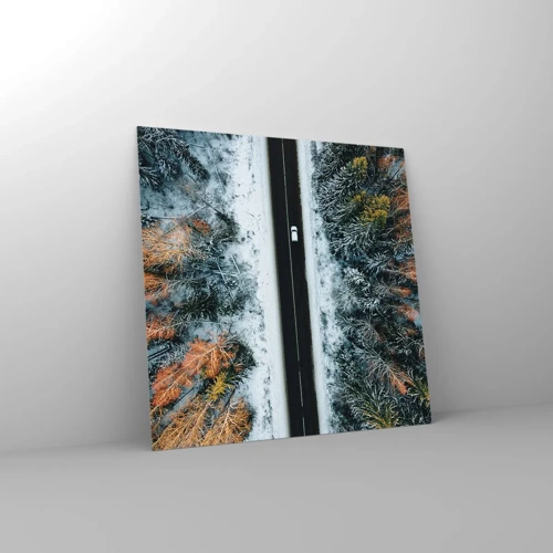 Schilderen op glas - Snijd door het winterbos - 50x50 cm