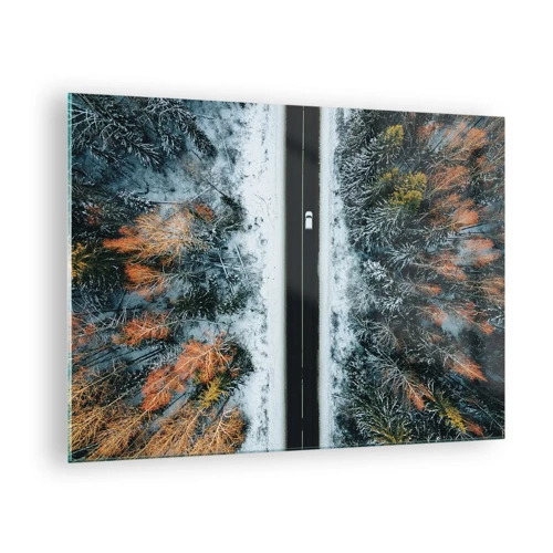 Schilderen op glas - Snijd door het winterbos - 70x50 cm
