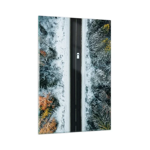 Schilderen op glas - Snijd door het winterbos - 80x120 cm