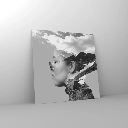 Schilderen op glas - Top en bewolkt portret - 30x30 cm