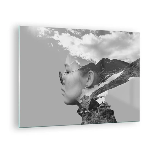 Schilderen op glas - Top en bewolkt portret - 70x50 cm
