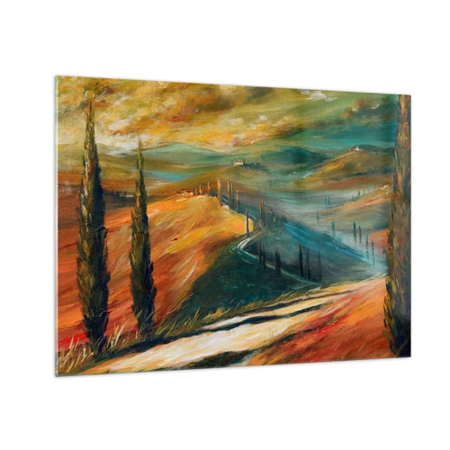 Schilderen op glas - Toscaans landschap - 70x50 cm
