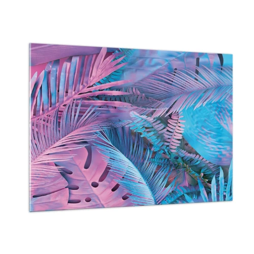 Schilderen op glas - Tropen in roze en blauw - 100x70 cm
