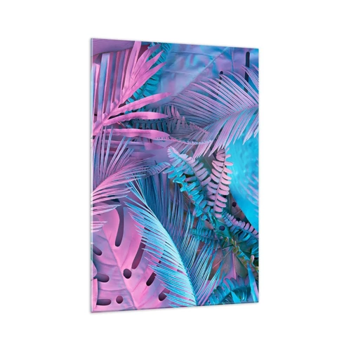 Schilderen op glas - Tropen in roze en blauw - 70x100 cm