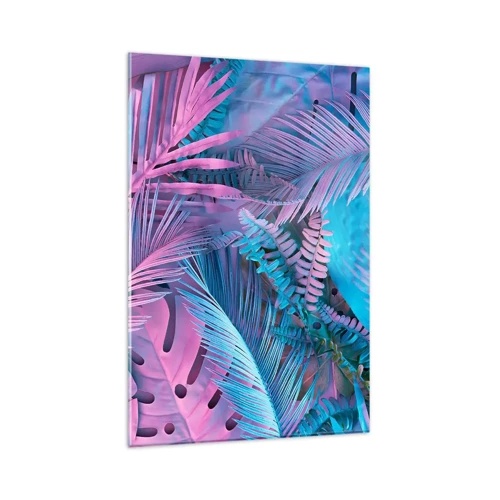 Schilderen op glas - Tropen in roze en blauw - 80x120 cm
