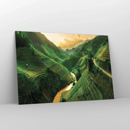 Schilderen op glas - Vietnamese vallei - 120x80 cm