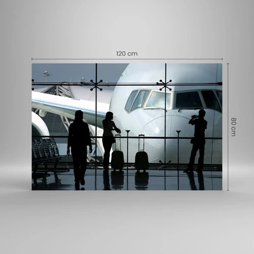 Schilderen op glas - Vis a vis op de luchthaven - 120x80 cm