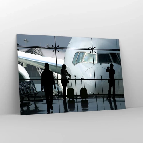 Schilderen op glas - Vis a vis op de luchthaven - 120x80 cm