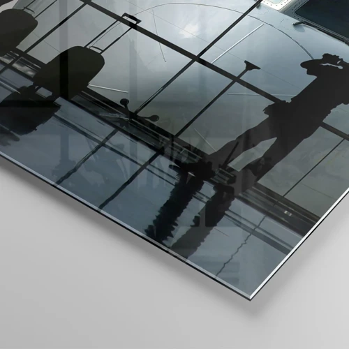 Schilderen op glas - Vis a vis op de luchthaven - 120x80 cm