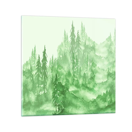 Schilderen op glas - Wazig met groene mist - 50x50 cm