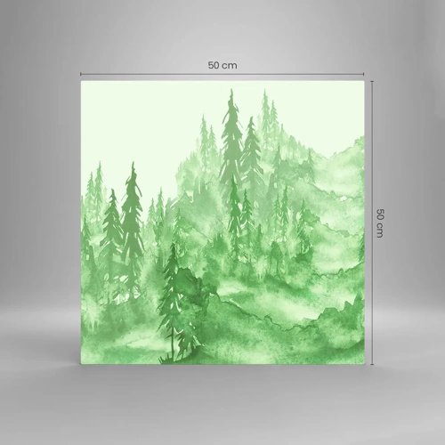 Schilderen op glas - Wazig met groene mist - 50x50 cm