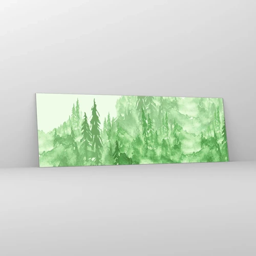 Schilderen op glas - Wazig met groene mist - 90x30 cm