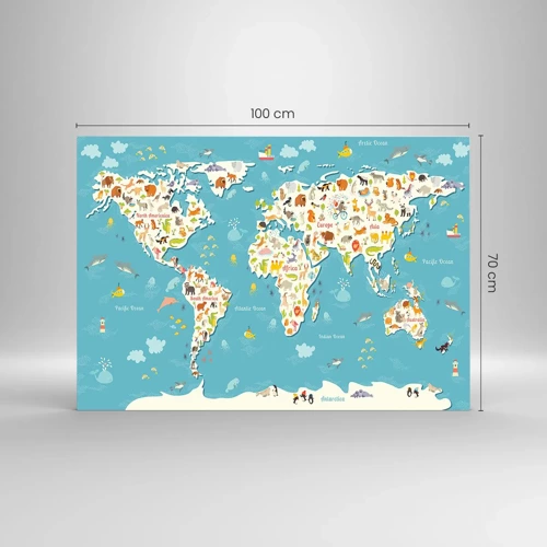 Schilderen op glas - We houden van de hele wereld - 100x70 cm