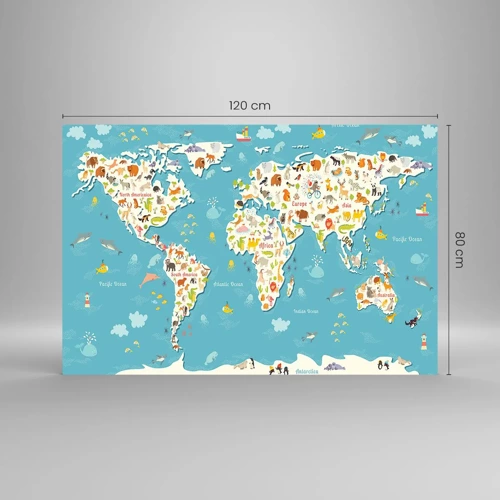 Schilderen op glas - We houden van de hele wereld - 120x80 cm