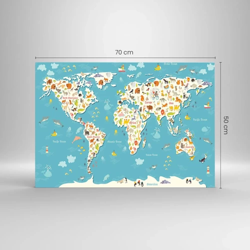 Schilderen op glas - We houden van de hele wereld - 70x50 cm
