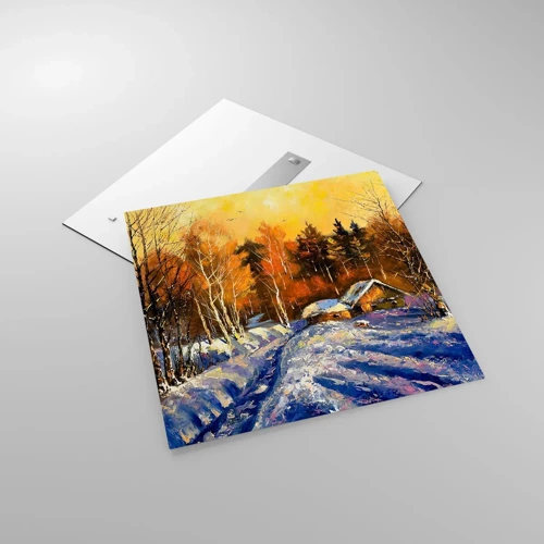 Schilderen op glas - Winter impressie in de zon - 70x70 cm