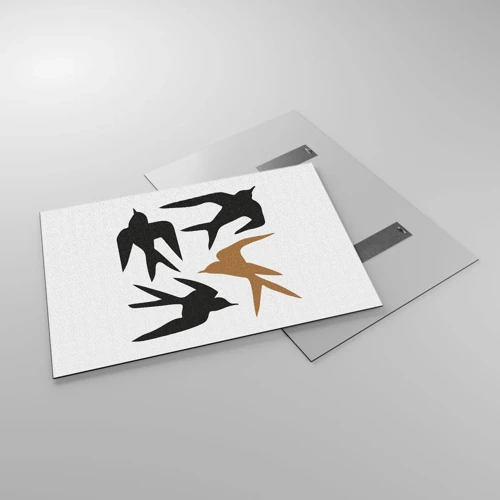 Schilderen op glas - Zwaluwen spel - 100x70 cm