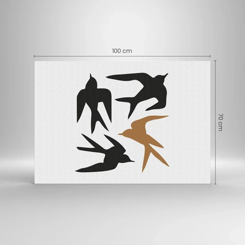 Schilderen op glas - Zwaluwen spel - 100x70 cm