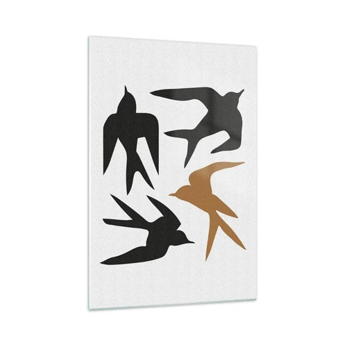 Schilderen op glas - Zwaluwen spel - 70x100 cm