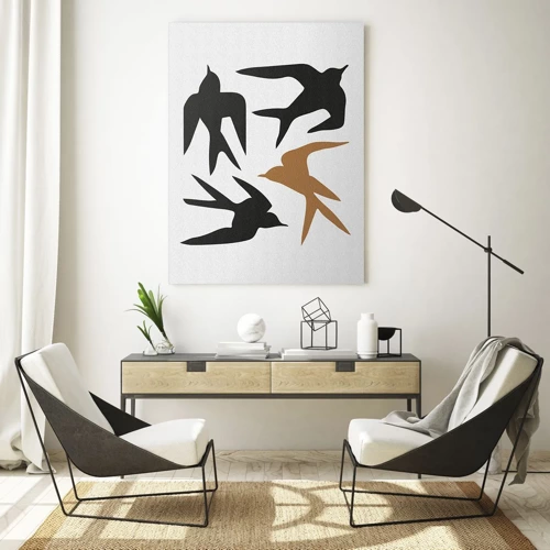Schilderen op glas - Zwaluwen spel - 70x100 cm