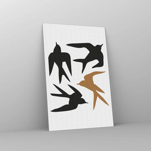 Schilderen op glas - Zwaluwen spel - 80x120 cm
