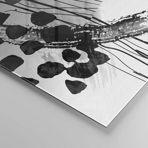 Schilderen op glas - Zwart-wit organische abstractie - 100x70 cm